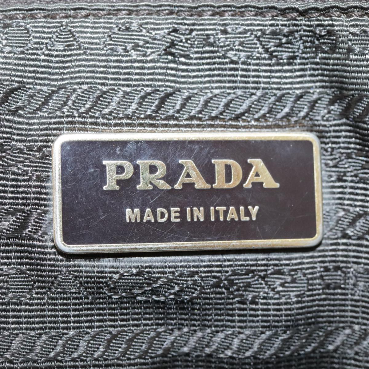 PRADA Hand Bag Nylon Khaki Gold Auth 103467