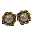 CHANEL Earring metal Gold CC Auth 103474-1