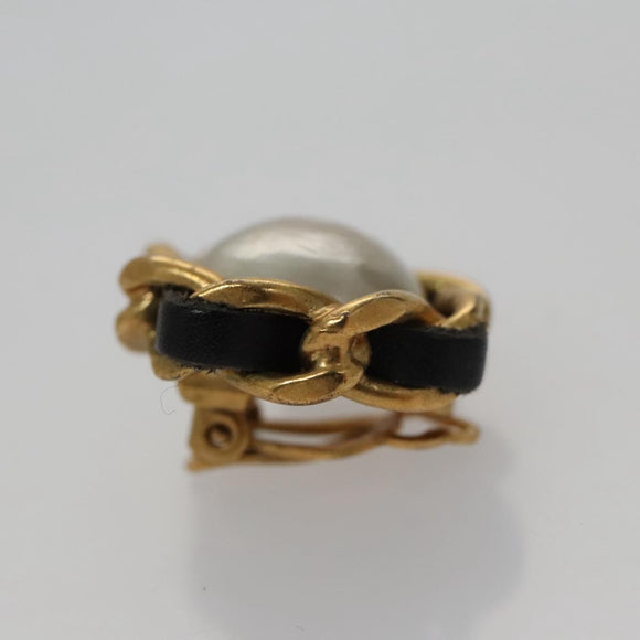 CHANEL Earring metal Gold CC Auth 103474