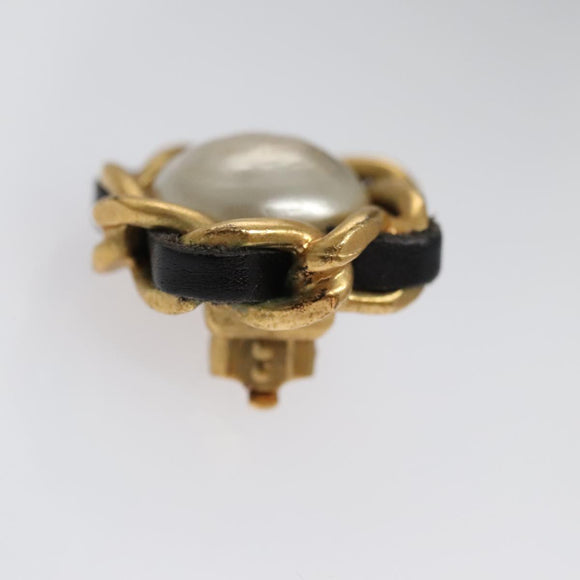 CHANEL Earring metal Gold CC Auth 103474