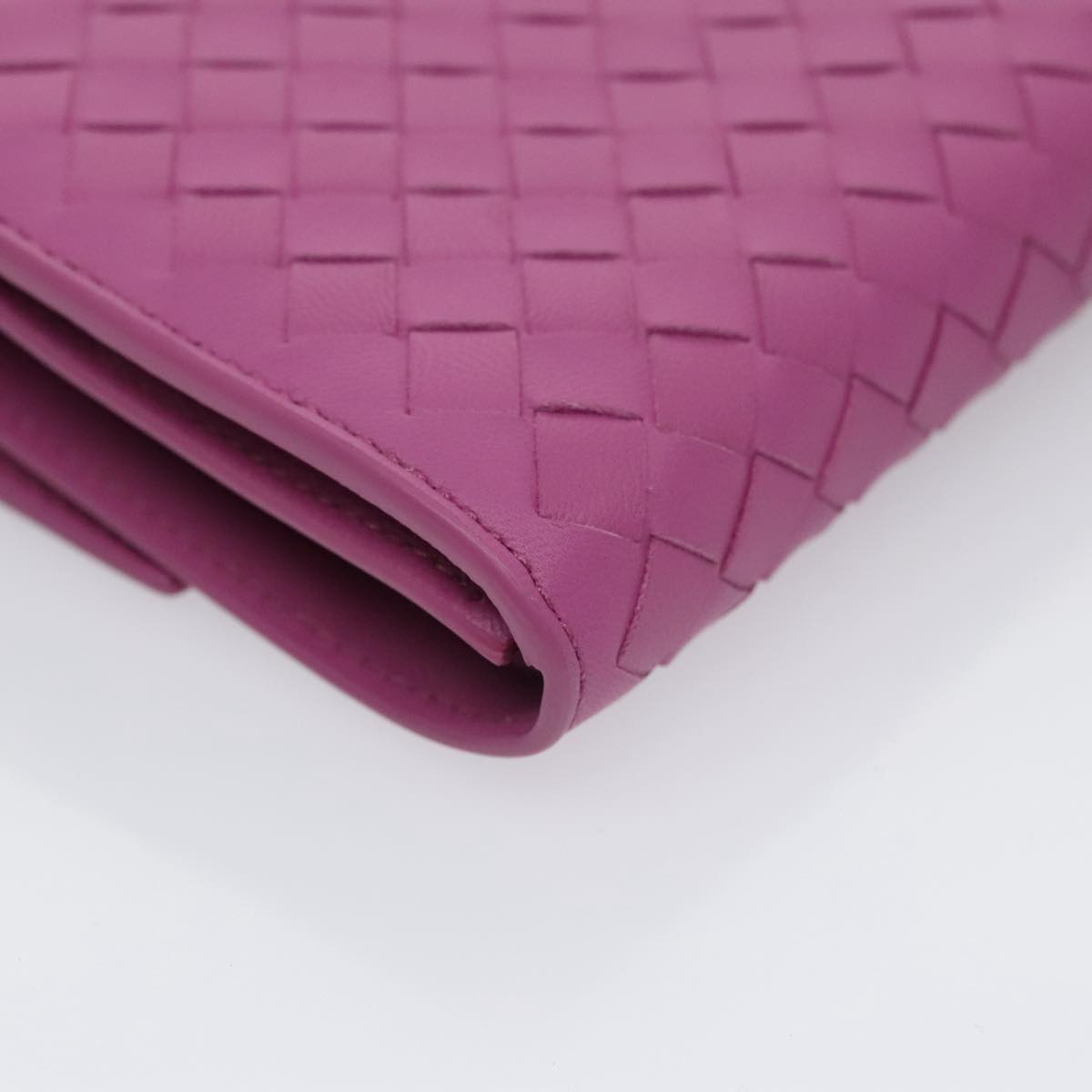 BOTTEGA VENETA INTRECCIATO Long Wallet Leather Purple Auth 103477