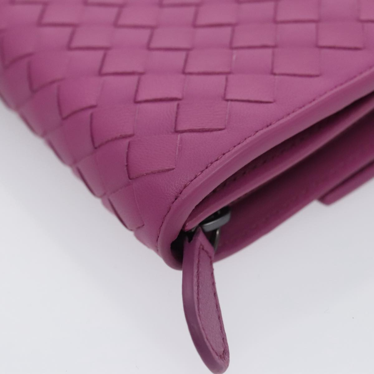 BOTTEGA VENETA INTRECCIATO Long Wallet Leather Purple Auth 103477