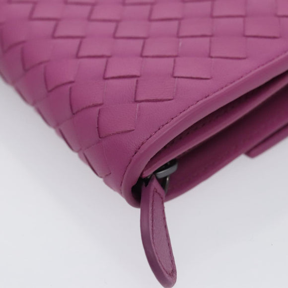 BOTTEGA VENETA INTRECCIATO Long Wallet Leather Purple Auth 103477M
