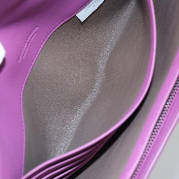 BOTTEGA VENETA INTRECCIATO Long Wallet Leather Purple Auth 103477M