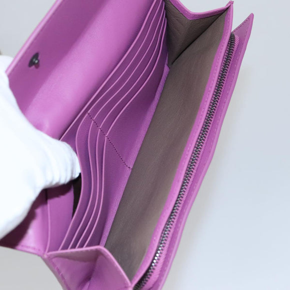 BOTTEGA VENETA INTRECCIATO Long Wallet Leather Purple Auth 103477M