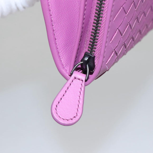 BOTTEGA VENETA INTRECCIATO Long Wallet Leather Purple Auth 103477M