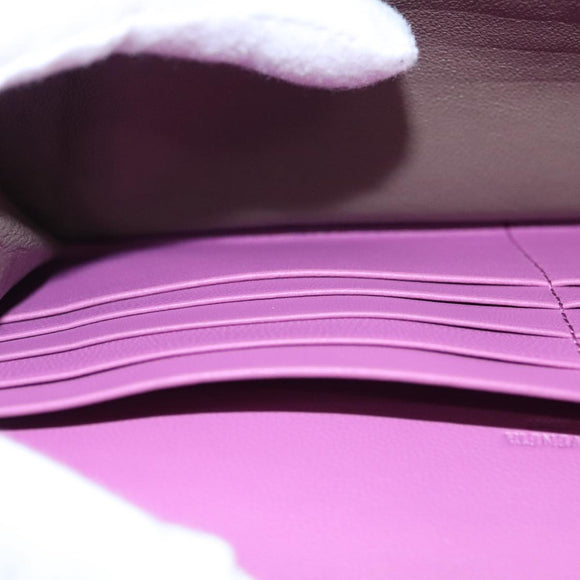 BOTTEGA VENETA INTRECCIATO Long Wallet Leather Purple Auth 103477M