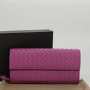 BOTTEGA VENETA INTRECCIATO Long Wallet Leather Purple Auth 103477M-12