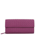 BOTTEGA VENETA INTRECCIATO Long Wallet Leather Purple Auth 103477M-13