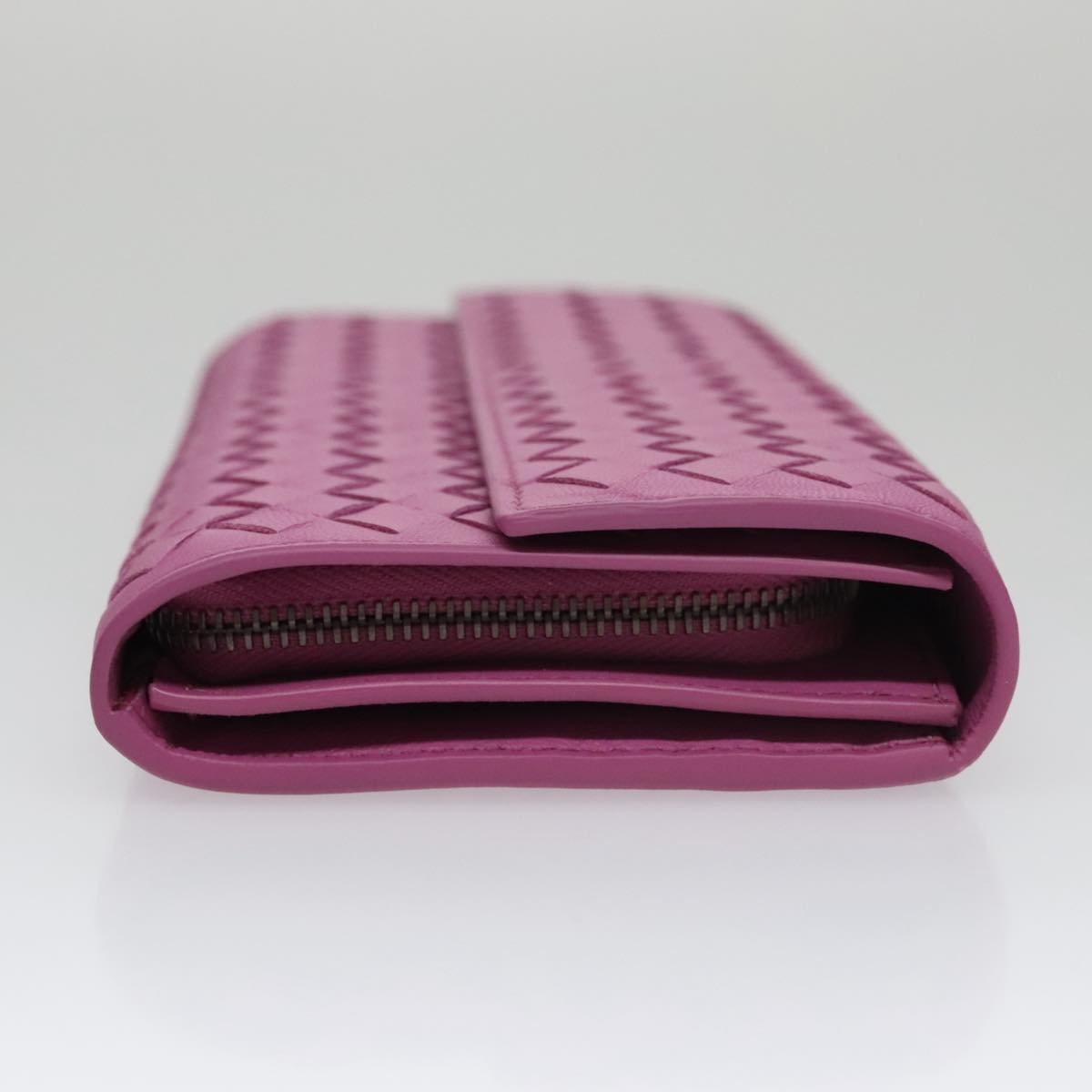 BOTTEGA VENETA INTRECCIATO Long Wallet Leather Purple Auth 103477