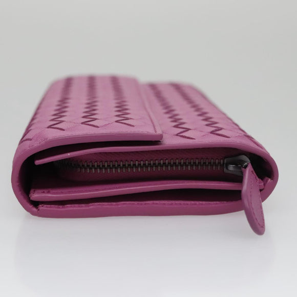 BOTTEGA VENETA INTRECCIATO Long Wallet Leather Purple Auth 103477M