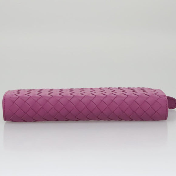 BOTTEGA VENETA INTRECCIATO Long Wallet Leather Purple Auth 103477M