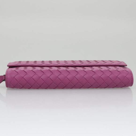 BOTTEGA VENETA INTRECCIATO Long Wallet Leather Purple Auth 103477M