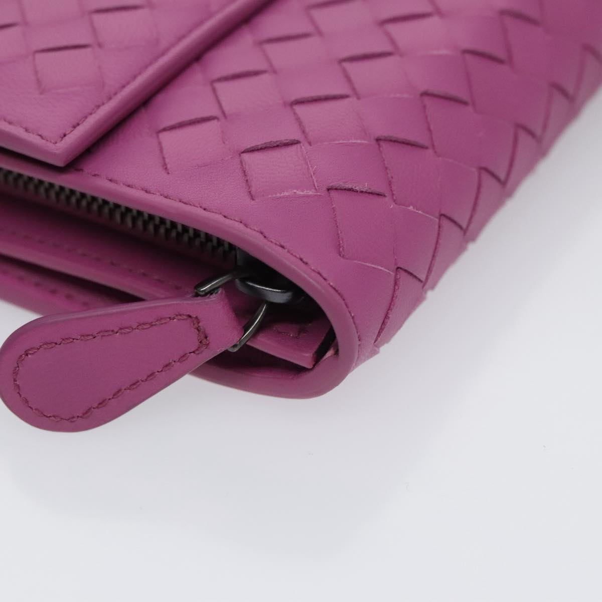 BOTTEGA VENETA INTRECCIATO Long Wallet Leather Purple Auth 103477