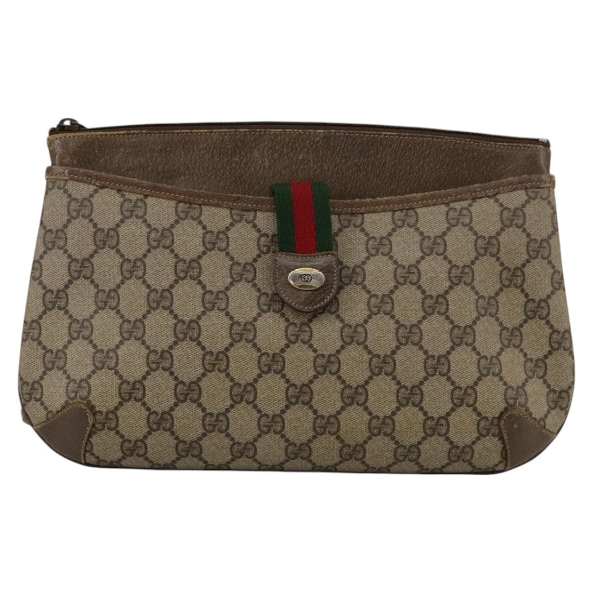 GUCCI GG Supreme Web Sherry Line Shoulder Bag PVC Beige 904 02 026 Auth 103498