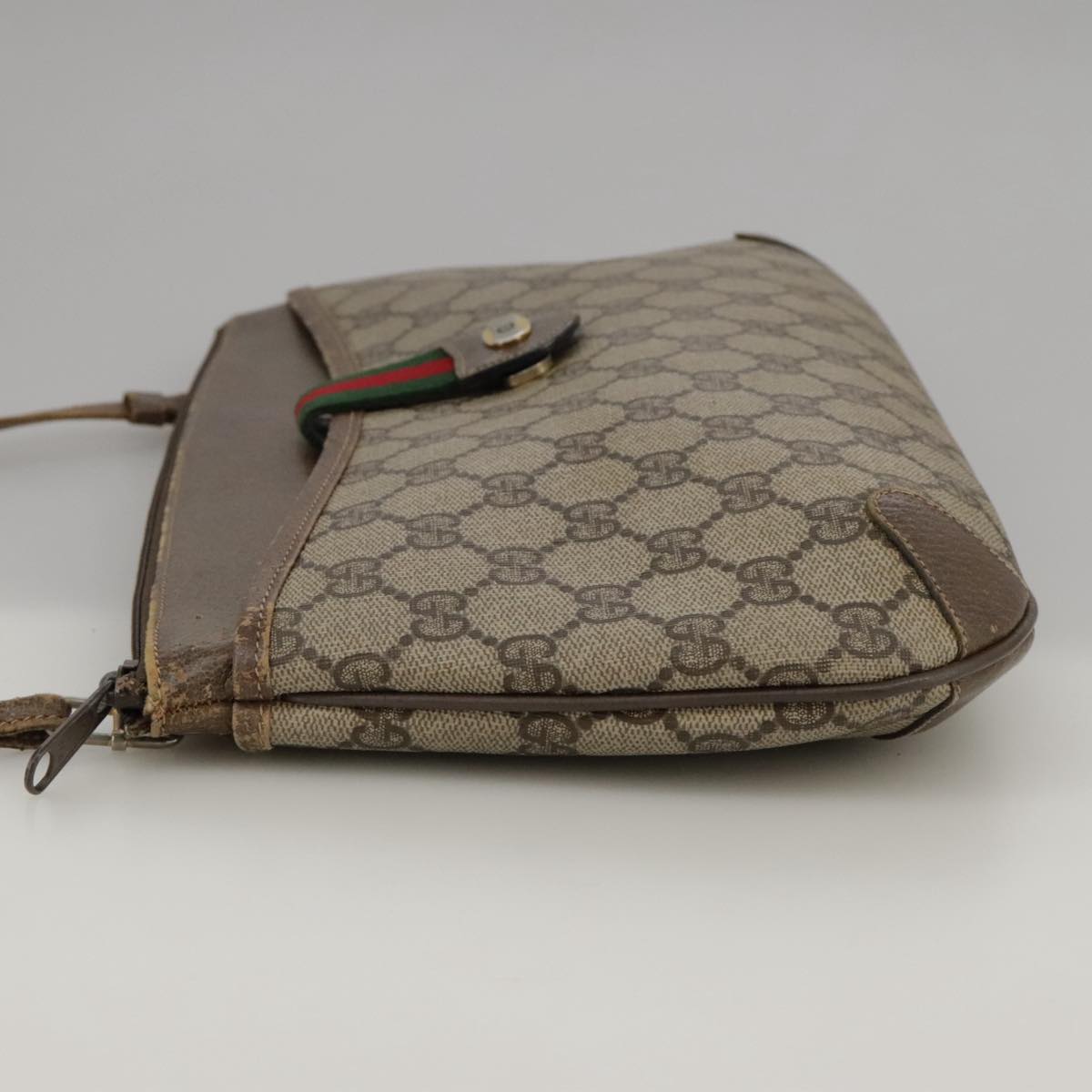 GUCCI GG Supreme Web Sherry Line Shoulder Bag PVC Beige 904 02 026 Auth 103498