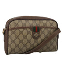 GUCCI GG Supreme Web Sherry Line Shoulder Bag PVC Beige 156 02 089 Auth 103520-1