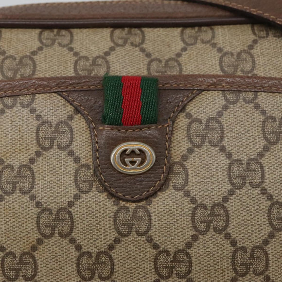 GUCCI GG Supreme Web Sherry Line Shoulder Bag PVC Beige 156 02 089 Auth 103520