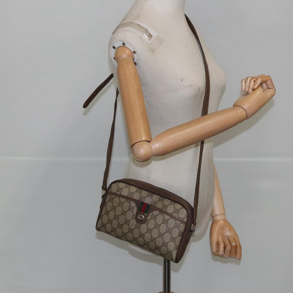 GUCCI GG Supreme Web Sherry Line Shoulder Bag PVC Beige 156 02 089 Auth 103520
