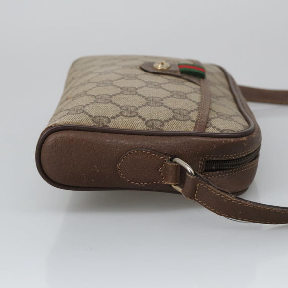 GUCCI GG Supreme Web Sherry Line Shoulder Bag PVC Beige 156 02 089 Auth 103520