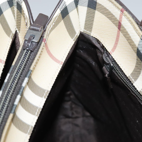 BURBERRY Nova Check Hand Bag PVC Beige Auth 103523
