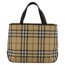 BURBERRY Nova Check Hand Bag PVC Beige Auth 103523-2