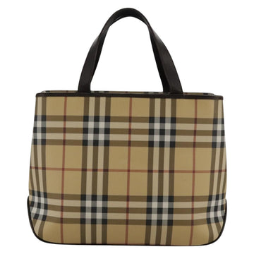 BURBERRY Nova Check Hand Bag PVC Beige Auth 103523 - 0