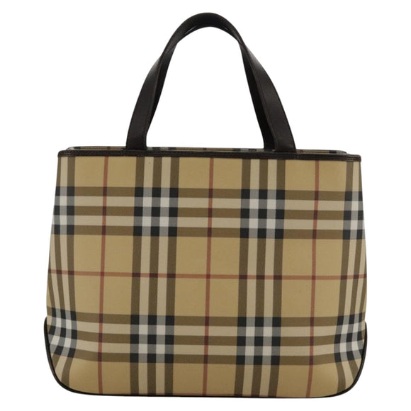 BURBERRY Nova Check Hand Bag PVC Beige Auth 103523