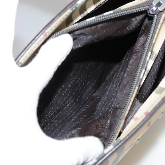 BURBERRY Nova Check Hand Bag PVC Beige Auth 103523