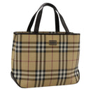 BURBERRY Nova Check Hand Bag PVC Beige Auth 103523-1