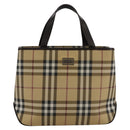 BURBERRY Nova Check Hand Bag PVC Beige Auth 103523-13