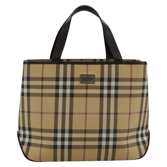 BURBERRY Nova Check Hand Bag PVC Beige Auth 103523