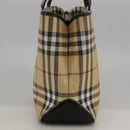 BURBERRY Nova Check Hand Bag PVC Beige Auth 103523-3