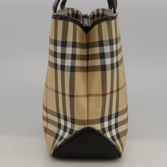 BURBERRY Nova Check Hand Bag PVC Beige Auth 103523