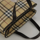 BURBERRY Nova Check Hand Bag PVC Beige Auth 103523-5