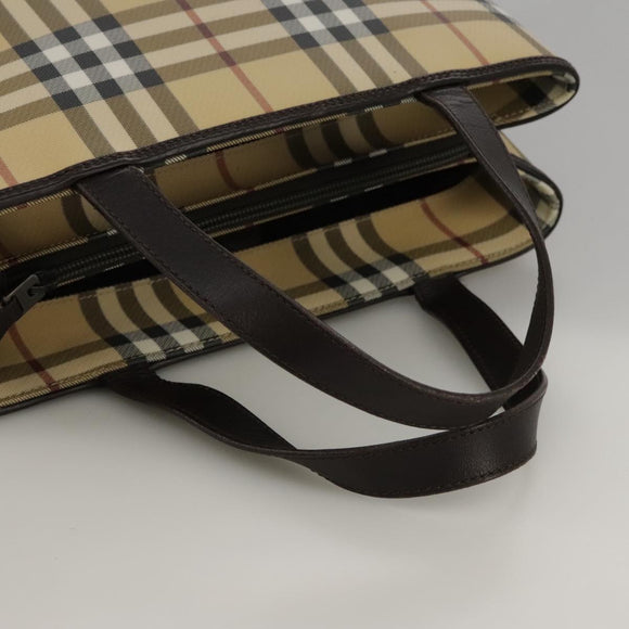 BURBERRY Nova Check Hand Bag PVC Beige Auth 103523