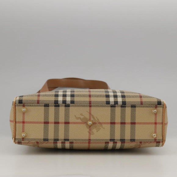 Burberrys Nova Check Shoulder Bag PVC Beige Gold Auth 103531