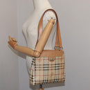 Burberrys Nova Check Shoulder Bag PVC Beige Gold Auth 103531-28