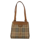 Burberrys Nova Check Shoulder Bag PVC Beige Gold Auth 103531-13