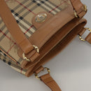 Burberrys Nova Check Shoulder Bag PVC Beige Gold Auth 103531-6