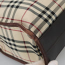 BURBERRY Nova Check Hand Bag Canvas Beige Auth 103534-11