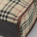 BURBERRY Nova Check Hand Bag Canvas Beige Auth 103534-12