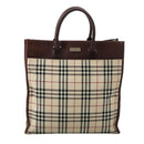 BURBERRY Nova Check Hand Bag Canvas Beige Auth 103534-2