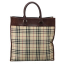 BURBERRY Nova Check Hand Bag Canvas Beige Auth 103534-3