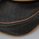 Christian Dior Honeycomb Canvas Shoulder Bag PVC Leather Black Auth 103541-14