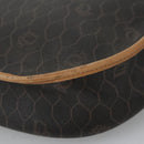 Christian Dior Honeycomb Canvas Shoulder Bag PVC Leather Black Auth 103541-16