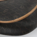 Christian Dior Honeycomb Canvas Shoulder Bag PVC Leather Black Auth 103541-9