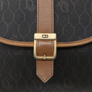 Christian Dior Honeycomb Canvas Shoulder Bag PVC Leather Black Auth 103541-17