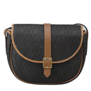 Christian Dior Honeycomb Canvas Shoulder Bag PVC Leather Black Auth 103541-13