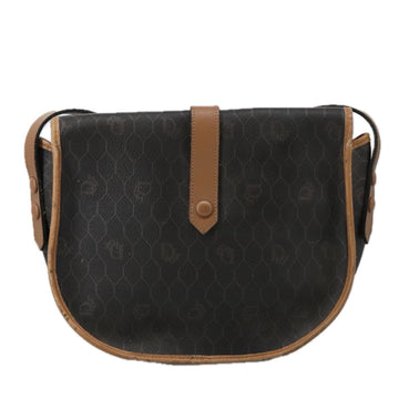 Christian Dior Honeycomb Canvas Shoulder Bag PVC Leather Black Auth 103541 - 0